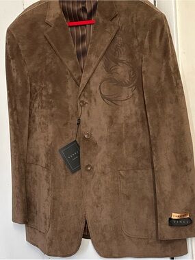 Vinci Men's Brown Corduroy Blazer with Subtle Embossed Detail